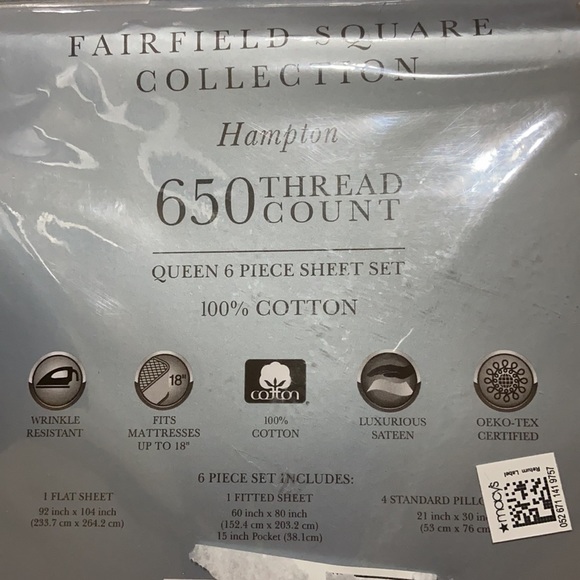 650 Thread Count 6 Pc Sheet Set Queen 